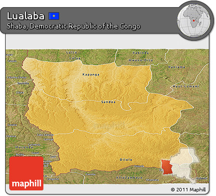 Physical Panoramic Map of Lualaba, satellite outside