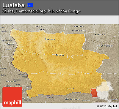 Physical Panoramic Map of Lualaba, semi-desaturated