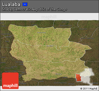 Satellite Panoramic Map of Lualaba, darken