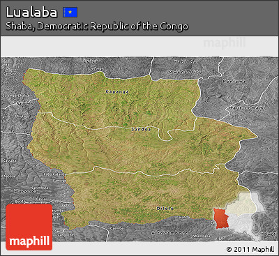 Satellite Panoramic Map of Lualaba, desaturated