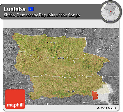 Satellite Panoramic Map of Lualaba, desaturated