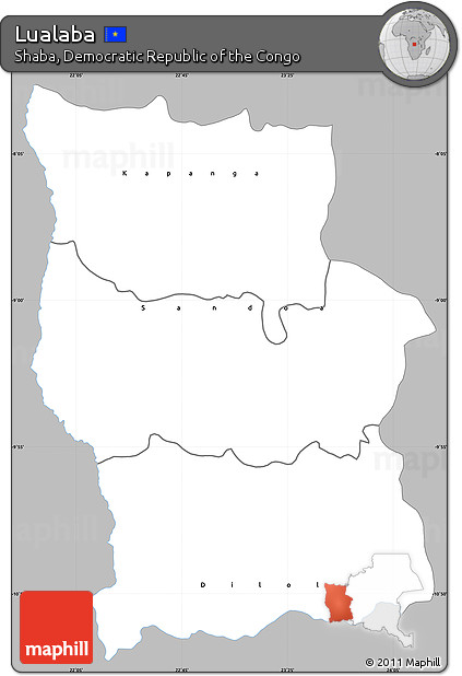 Gray Simple Map of Lualaba, single color outside