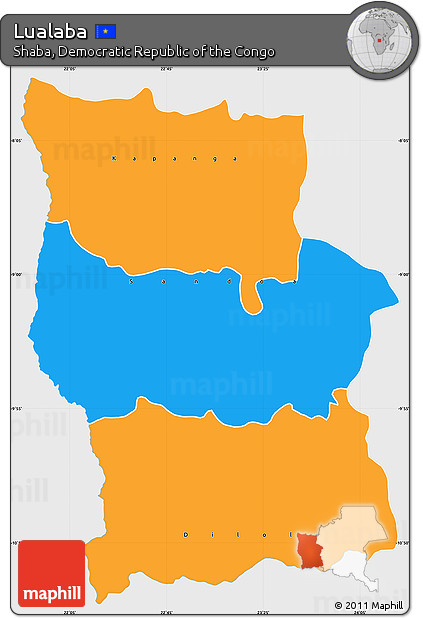 Political Simple Map of Lualaba, single color outside