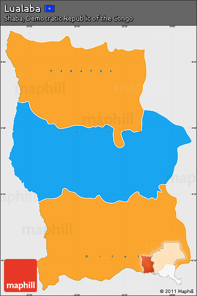 Political Simple Map of Lualaba, single color outside