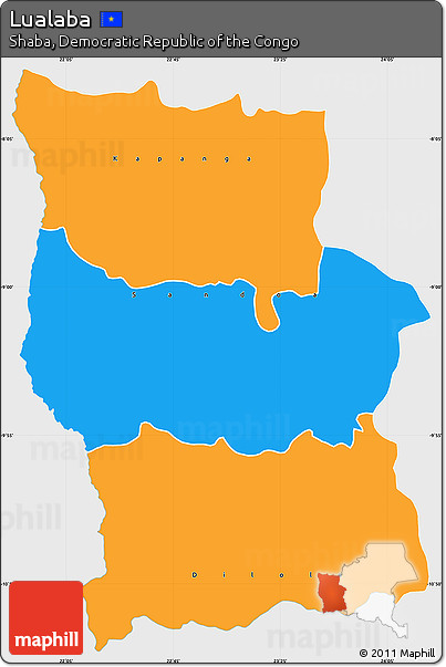 Political Simple Map of Lualaba, single color outside