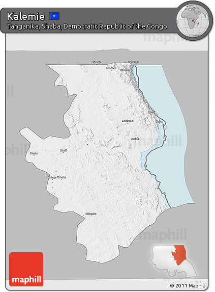 Gray 3D Map of Kalemie, single color outside