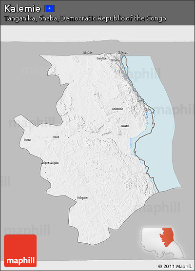 Gray 3D Map of Kalemie, single color outside
