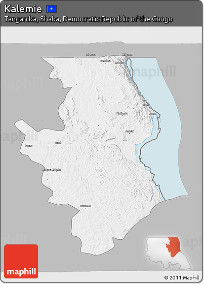 Gray 3D Map of Kalemie, single color outside