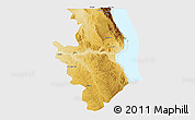 Physical 3D Map of Kalemie, single color outside