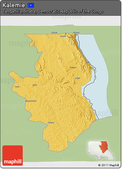 Savanna Style 3D Map of Kalemie, single color outside