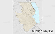 Shaded Relief 3D Map of Kalemie, lighten, desaturated