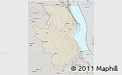 Shaded Relief 3D Map of Kalemie, semi-desaturated