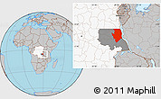 Gray Location Map of Kalemie, highlighted country, highlighted parent region
