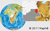 Physical Location Map of Kalemie, highlighted country, highlighted grandparent region