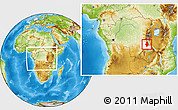 Physical Location Map of Kalemie, highlighted parent region, within the entire country