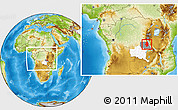 Physical Location Map of Kalemie, highlighted parent region, highlighted grandparent region, within the entire country