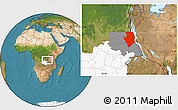 Satellite Location Map of Kalemie, highlighted parent region, highlighted grandparent region