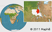 Satellite Location Map of Kalemie, highlighted parent region