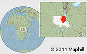 Savanna Style Location Map of Kalemie, highlighted parent region, hill shading
