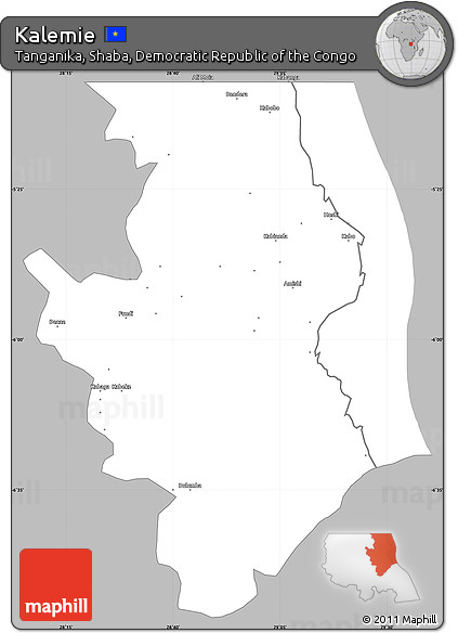Gray Simple Map of Kalemie, single color outside