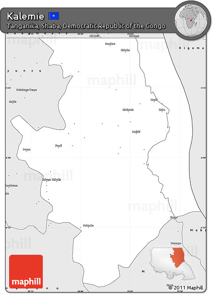Silver Style Simple Map of Kalemie