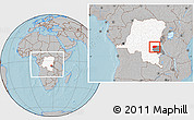 Gray Location Map of Kongolo, highlighted country, highlighted parent region, within the entire country, hill shading