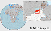 Gray Location Map of Kongolo, highlighted grandparent region, hill shading