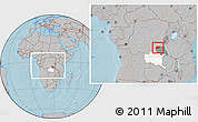 Gray Location Map of Kongolo, highlighted parent region, highlighted grandparent region, within the entire country, hill shading
