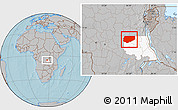 Gray Location Map of Kongolo, highlighted parent region, hill shading