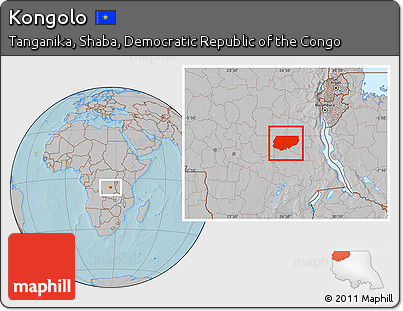 Gray Location Map of Kongolo, hill shading