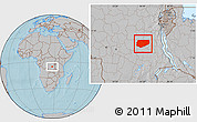 Gray Location Map of Kongolo, hill shading