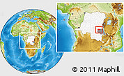 Physical Location Map of Kongolo, highlighted country, highlighted parent region, within the entire country