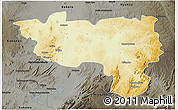Physical 3D Map of Manono, darken, semi-desaturated