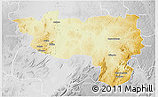 Physical 3D Map of Manono, lighten, desaturated