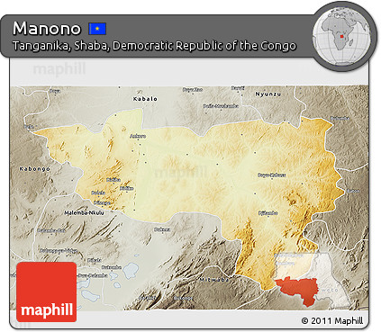 Physical 3D Map of Manono, semi-desaturated