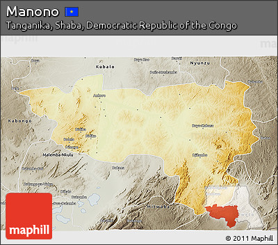 Physical 3D Map of Manono, semi-desaturated