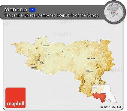 Physical 3D Map of Manono, single color outside
