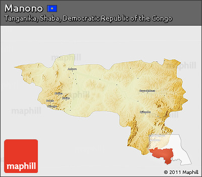 Physical 3D Map of Manono, single color outside