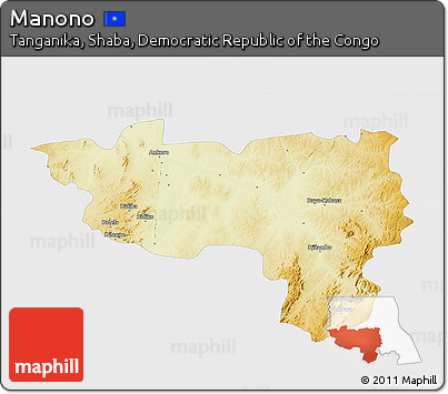 Physical 3D Map of Manono, single color outside