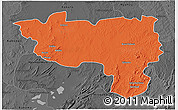 Political 3D Map of Manono, darken, desaturated