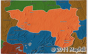 Political 3D Map of Manono, darken