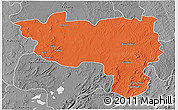 Political 3D Map of Manono, desaturated