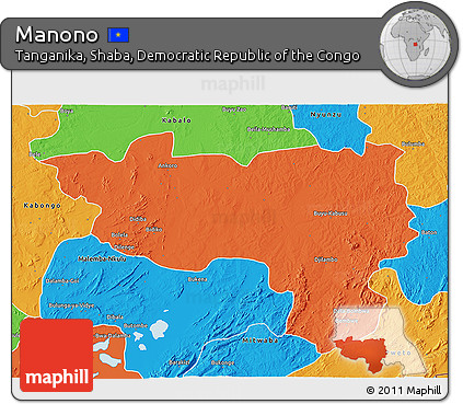 Political 3D Map of Manono