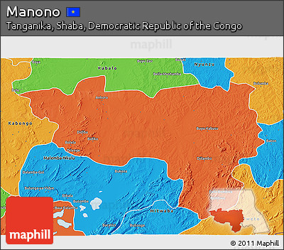 Political 3D Map of Manono