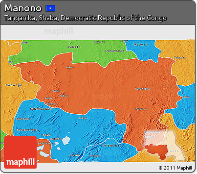 Political 3D Map of Manono