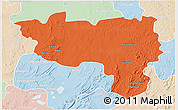 Political 3D Map of Manono, lighten