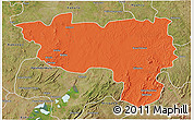 Political 3D Map of Manono, satellite outside