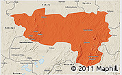 Political 3D Map of Manono, shaded relief outside