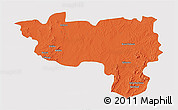 Political 3D Map of Manono, single color outside