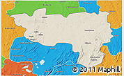 Shaded Relief 3D Map of Manono, political outside